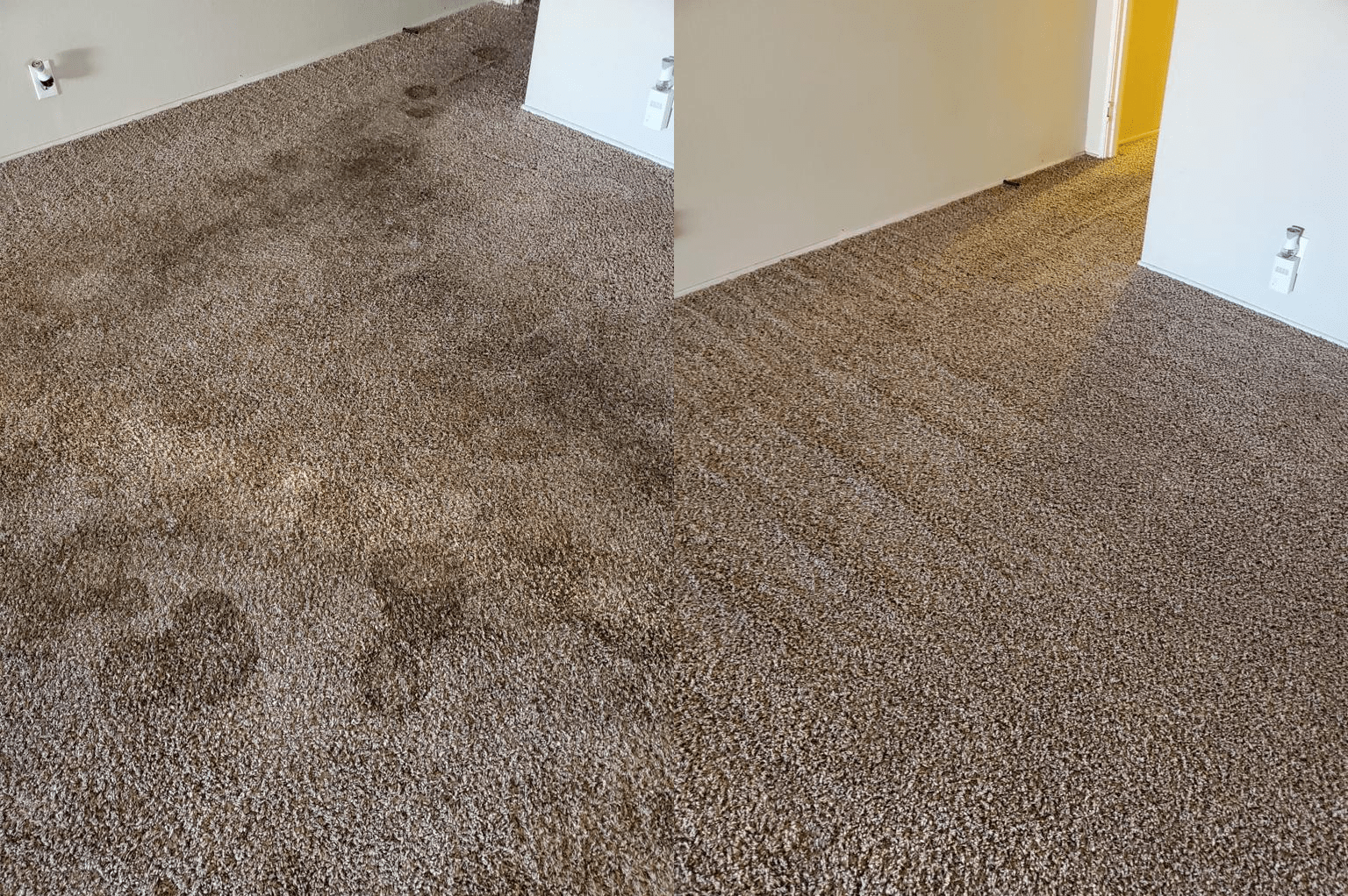 Before and after of carpet cleaning