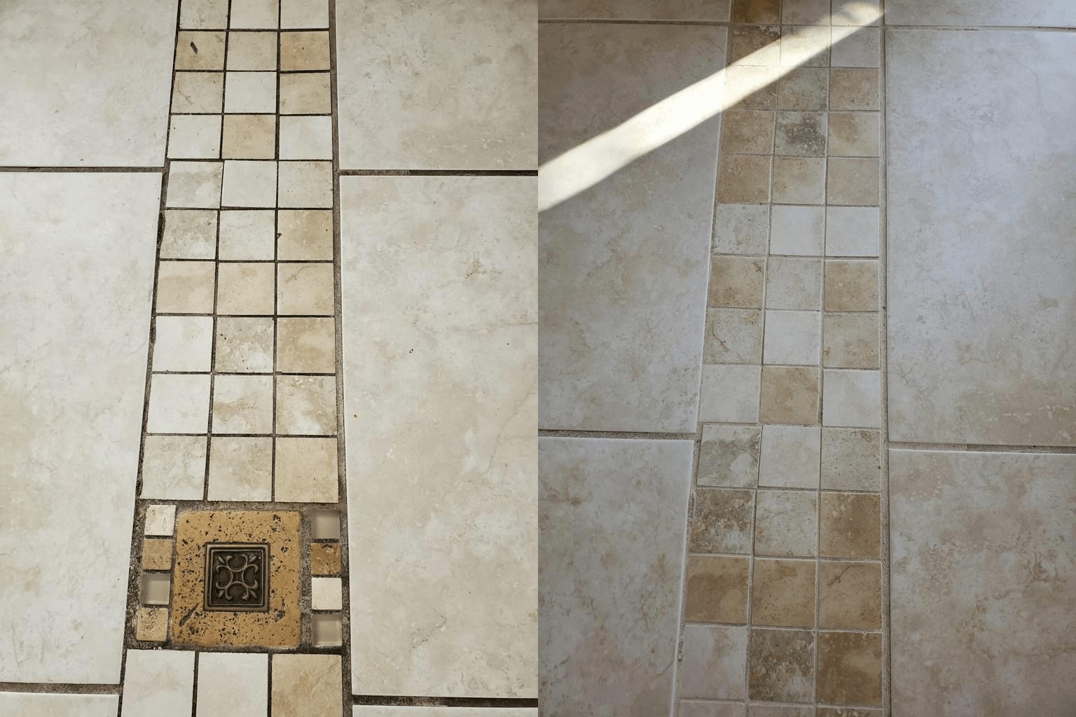 Before and after of tile cleaning