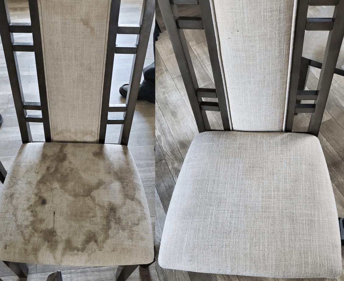 Before and after of upholstery cleaning